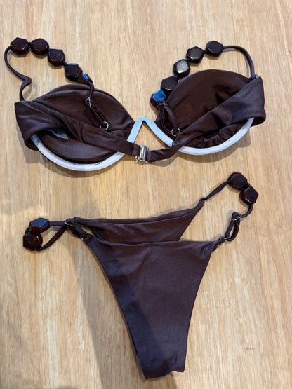 Sample - brown bikini with beads