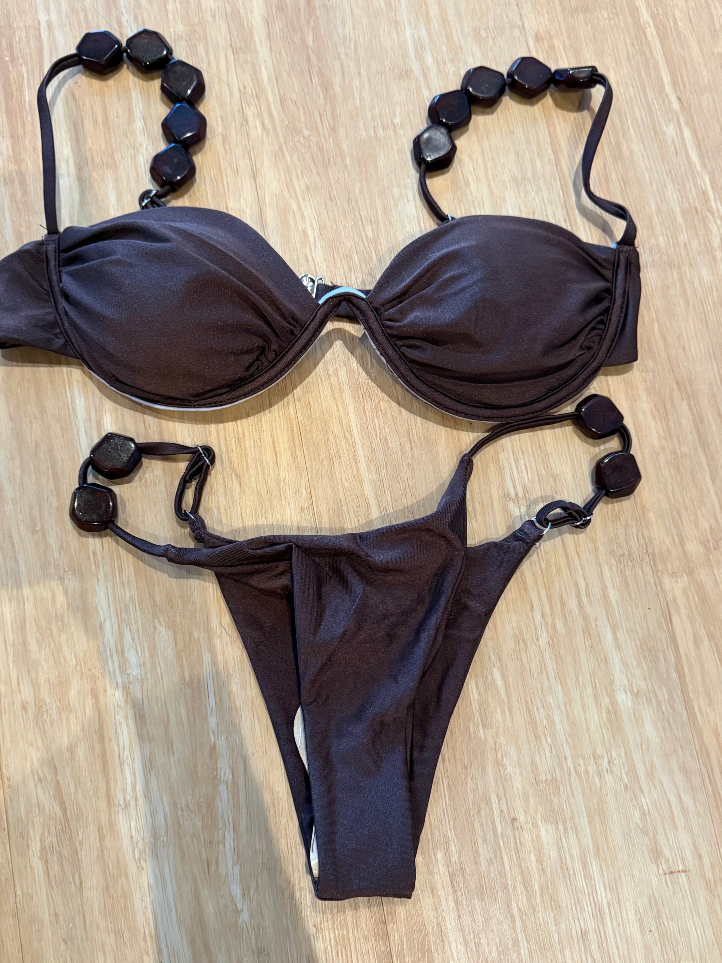 Sample - brown bikini with beads