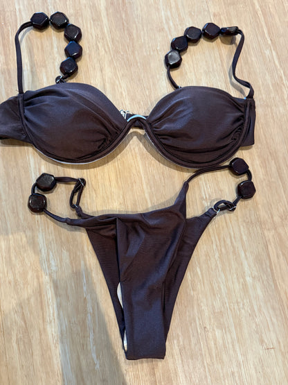 Sample - brown bikini with beads