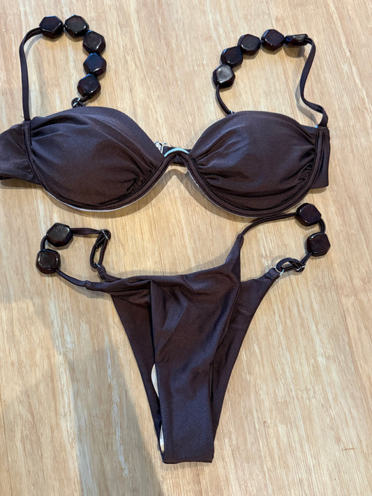 Sample - brown bikini with beads